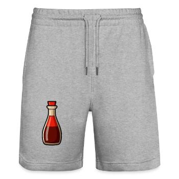 Soy sauce - Stanley/Stella Trainer Unisex Organic Jogging Shorts - heather grey - Front - Nik (191cm) & Marisol (170cm)