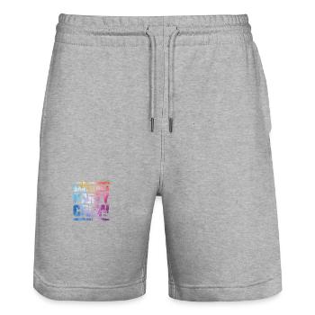 Barcelona Party Crew Bunt - Stanley/Stella Unisex Bio Joggingshorts Trainer  - Grau meliert - Vorne - Nik (191cm) & Marisol (170cm)