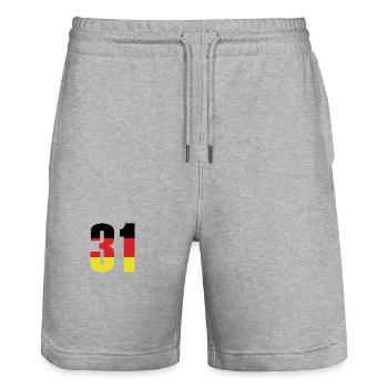 Maillot 31 Numéro Allemagne - Short de jogging bio TRAINER Stanley/Stella unisexe - gris chiné - Devant - Nik (191cm) & Marisol (170cm)
