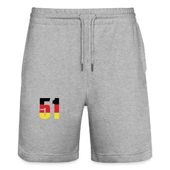 51 Zahl Deutschland Trikot - Stanley/Stella Unisex Bio Joggingshorts Trainer  - Grau meliert - Vorne - Nik (191cm) & Marisol (170cm)