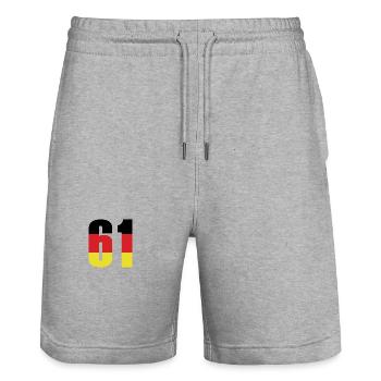 61 Number Germany Jersey - Stanley/Stella Trainer Unisex Organic Jogging Shorts - heather grey - Front - Nik (191cm) & Marisol (170cm)