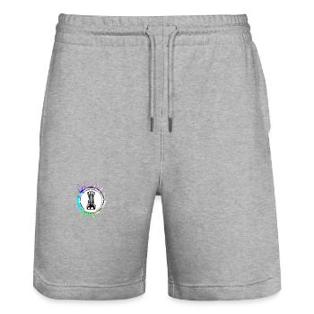 Schachfigur Turm - Stanley/Stella Unisex Bio Joggingshorts Trainer  - Grau meliert - Vorne - Nik (191cm) & Marisol (170cm)