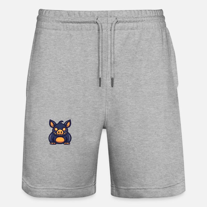Cochon Halloween Drôle Sanglier - Short de jogging bio TRAINER Stanley/Stella unisexe - gris chiné