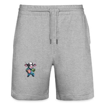 Kuh Comic Urlaub - Stanley/Stella Unisex Bio Joggingshorts Trainer  - Grau meliert - Vorne - Nik (191cm) & Marisol (170cm)
