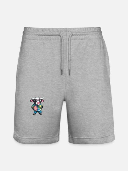 Cow Comic Holiday - Stanley/Stella Trainer Unisex Organic Jogging Shorts - heather grey