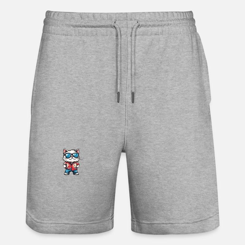 Katze Comic Cool Sommer - Stanley/Stella Unisex Bio Joggingshorts Trainer  - Grau meliert