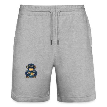 Affe Comic Cool Sommer - Stanley/Stella Unisex Bio Joggingshorts Trainer  - Grau meliert - Vorne - Nik (191cm) & Marisol (170cm)