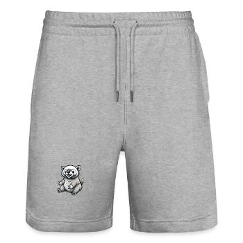 Kleines sitzendes Tier: Zeichentrickfilm - Stanley/Stella Unisex Bio Joggingshorts Trainer  - Grau meliert - Vorne - Nik (191cm) & Marisol (170cm)