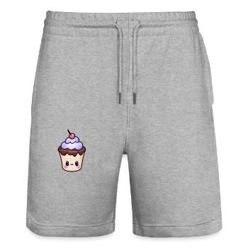 Cupcake zum Essen! - Stanley/Stella Unisex Bio Joggingshorts Trainer  - Grau meliert - Vorne - Nik (191cm) & Marisol (170cm)
