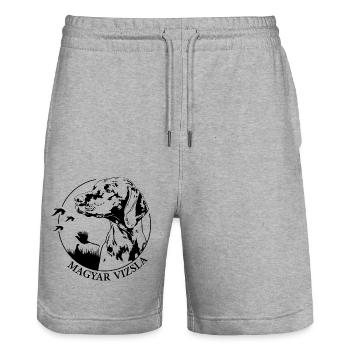 MAGYAR VIZSLA Jagdhund Jagdhunde Wilsigns - Stanley/Stella Unisex Bio Joggingshorts Trainer  - Grau meliert - Vorne - Nik (191cm) & Marisol (170cm)