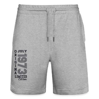 50th Birthday Man Original July Vintage 1973 - Stanley/Stella Trainer Unisex Organic Jogging Shorts - heather grey - Front - Nik (191cm) & Marisol (170cm)