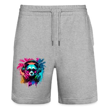 Ours panda abstrait - Short de jogging bio TRAINER Stanley/Stella unisexe - gris chiné - Devant - Nik (191cm) & Marisol (170cm)