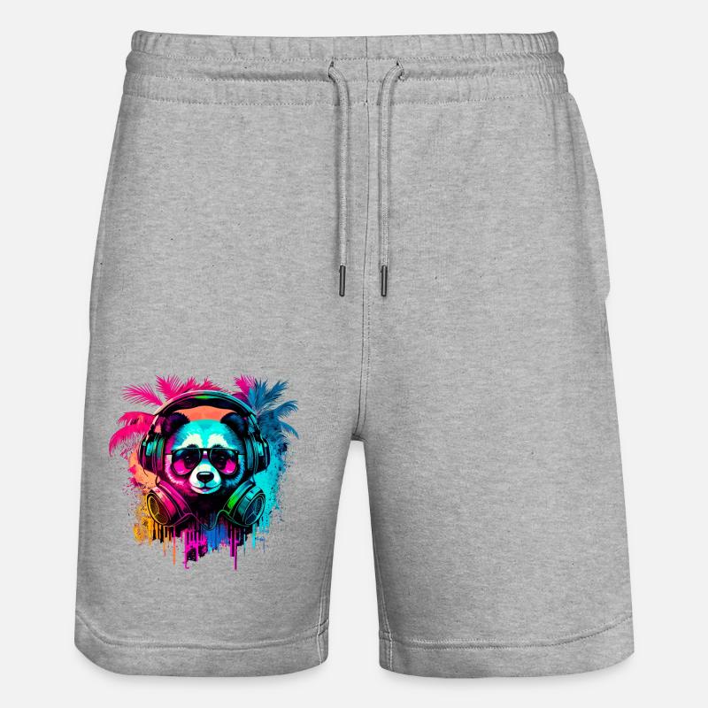 Ours panda abstrait - Short de jogging bio TRAINER Stanley/Stella unisexe - gris chiné