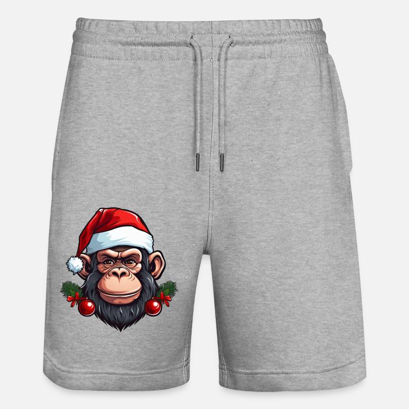 Noël singe - Short de jogging bio TRAINER Stanley/Stella unisexe - gris chiné