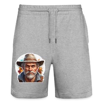 Farmer / Farmer / Harvest / Cultivation / Farm / Earth - Stanley/Stella Trainer Unisex Organic Jogging Shorts - heather grey - Front - Nik (191cm) & Marisol (170cm)