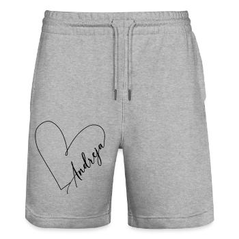 Andreja Name Herzlinie - Stanley/Stella Unisex Bio Joggingshorts Trainer  - Grau meliert - Vorne - Nik (191cm) & Marisol (170cm)