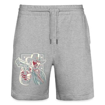 Cowboy - Short de jogging bio TRAINER Stanley/Stella unisexe - gris chiné - Devant - Nik (191cm) & Marisol (170cm)