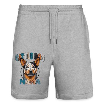 Cattle Dog Mom Dogs Dog Mother's Day Wilsigns - Stanley/Stella Trainer Unisex Organic Jogging Shorts - heather grey - Front - Nik (191cm) & Marisol (170cm)