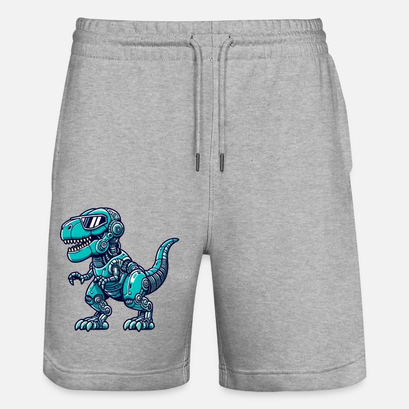 T-Rex Cyborg Dinosaurier - Stanley/Stella Unisex Bio Joggingshorts Trainer - Grau meliert