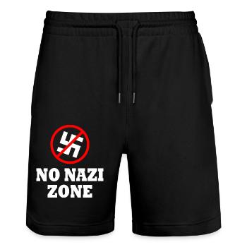 To the right - Stanley/Stella Trainer Unisex Organic Jogging Shorts - black - Front - Nik (191cm) & Marisol (170cm)