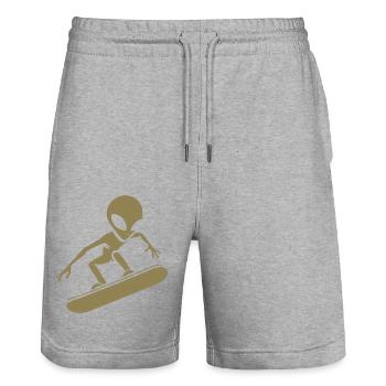 Design minimaliste : Alien Snowboarder Silhoue - Short de jogging bio TRAINER Stanley/Stella unisexe - gris chiné - Devant - Nik (191cm) & Marisol (170cm)