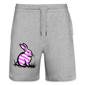 Lapin de Pâques Pâques - Short de jogging bio TRAINER Stanley/Stella unisexe - gris chiné - Devant - Nik (191cm) & Marisol (170cm)