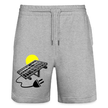 Symbole de l’installation photovoltaïque Énergie solaire - Short de jogging bio TRAINER Stanley/Stella unisexe - gris chiné - Devant - Nik (191cm) & Marisol (170cm)