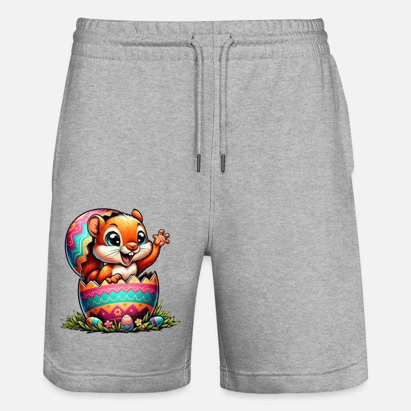 Oster-Eichhörnchen mit Osterei: Entzückendes - Stanley/Stella Unisex Bio Joggingshorts Trainer  - Grau meliert