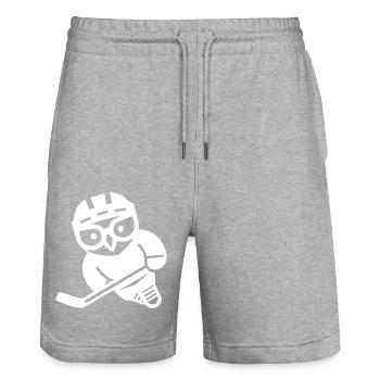 Hockey sur glace hibou silhouette harfang des neiges joueur - Short de jogging bio TRAINER Stanley/Stella unisexe - gris chiné - Devant - Nik (191cm) & Marisol (170cm)