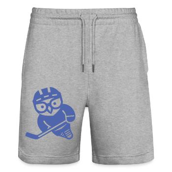 Hockey sur glace hibou silhouette harfang des neiges joueur - Short de jogging bio TRAINER Stanley/Stella unisexe - gris chiné - Devant - Nik (191cm) & Marisol (170cm)