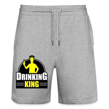 Drinker King Beer Drinking - Stanley/Stella Trainer Unisex Organic Jogging Shorts - heather grey - Front - Nik (191cm) & Marisol (170cm)