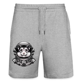 Hamster Astronaut: Space Adventure - Stanley/Stella Trainer Unisex Organic Jogging Shorts - heather grey - Front - Nik (191cm) & Marisol (170cm)