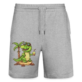 Vacances d’été à la plage Alligator - Short de jogging bio TRAINER Stanley/Stella unisexe - gris chiné - Devant - Nik (191cm) & Marisol (170cm)