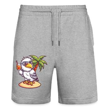 Vacances d’été à la plage Eagle - Short de jogging bio TRAINER Stanley/Stella unisexe - gris chiné - Devant - Nik (191cm) & Marisol (170cm)