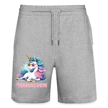 Mamacorn: Magisch & Einzigartig - Stanley/Stella Unisex Bio Joggingshorts Trainer  - Grau meliert - Vorne - Nik (191cm) & Marisol (170cm)