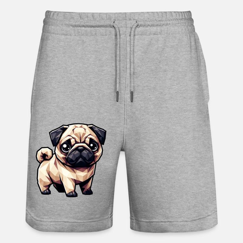 Chien Carlin Polygone Design géométrique - Short de jogging bio TRAINER Stanley/Stella unisexe - gris chiné