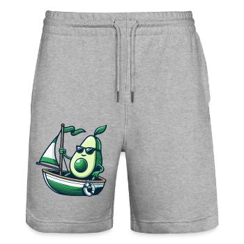 Cool summer sailing dinghy with avocado - Stanley/Stella Trainer Unisex Organic Jogging Shorts - heather grey - Front - Nik (191cm) & Marisol (170cm)