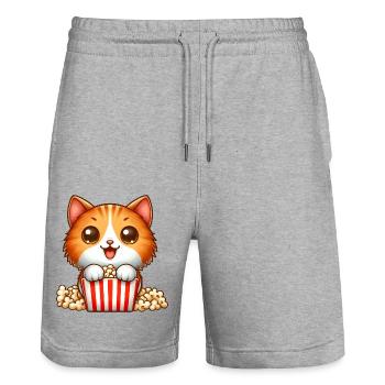 Girafe Popcorn Film Movie Movies Soirée cinéma - Short de jogging bio TRAINER Stanley/Stella unisexe - gris chiné - Devant - Nik (191cm) & Marisol (170cm)