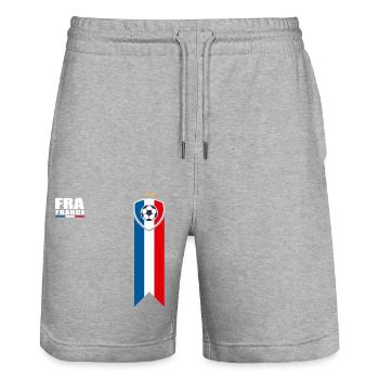 France championnat d europe football équipe france - Short de jogging bio TRAINER Stanley/Stella unisexe - gris chiné - Devant - Nik (191cm) & Marisol (170cm)