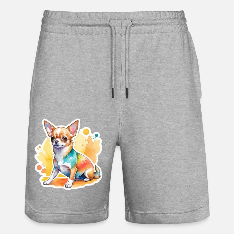 Chihuahua Aquarelles - Short de jogging bio TRAINER Stanley/Stella unisexe - gris chiné