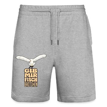 Seagull - Give Me Fish Rolls - Stanley/Stella Trainer Unisex Organic Jogging Shorts - heather grey - Front - Nik (191cm) & Marisol (170cm)