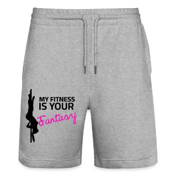 Dictons de pole dance - My Fitness your Fantasy - Short de jogging bio TRAINER Stanley/Stella unisexe - gris chiné - Devant - Nik (191cm) & Marisol (170cm)
