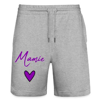OMA. MUTTERTAG. ALLES GUTE ZUM GEBURTSTAG OMA. ICH LIEBE DICH - Stanley/Stella Unisex Bio Joggingshorts Trainer  - Grau meliert - Vorne - Nik (191cm) & Marisol (170cm)