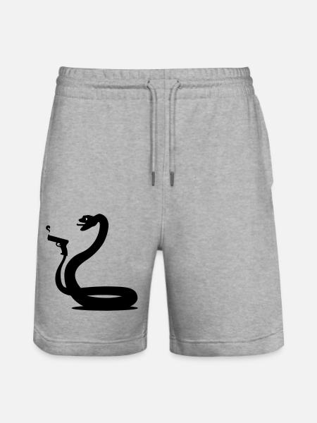 Black Snake - Stanley/Stella Trainer Unisex Organic Jogging Shorts - heather grey