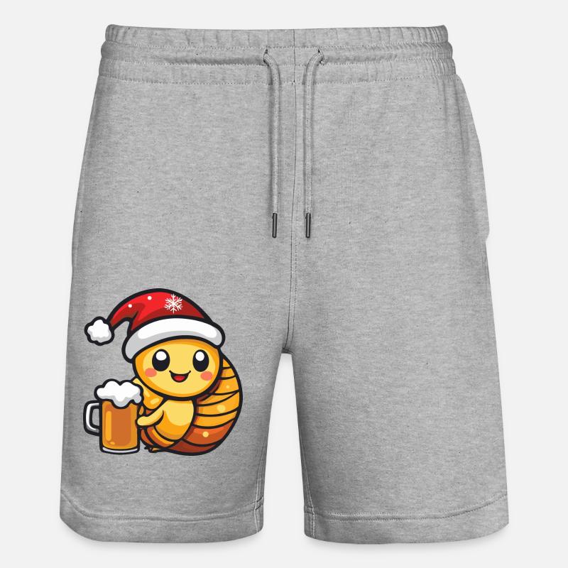 Escargot Noël Bière Drôle - Short de jogging bio TRAINER Stanley/Stella unisexe - gris chiné