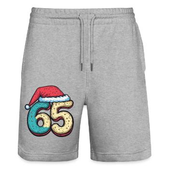 65 Number Christmas Cookie - Stanley/Stella Trainer Unisex Organic Jogging Shorts - heather grey - Front - Nik (191cm) & Marisol (170cm)