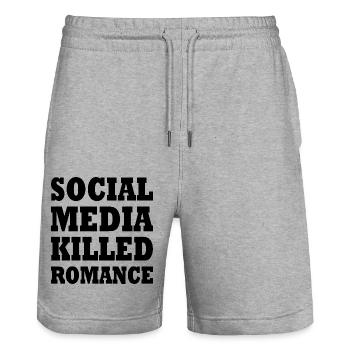 social media killed romance - Stanley/Stella Unisex Bio Joggingshorts Trainer  - Grau meliert - Vorne - Nik (191cm) & Marisol (170cm)