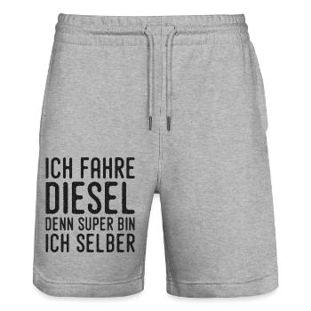 Ich fahre Diesel denn Super bin ich selber - Stanley/Stella Unisex Bio Joggingshorts Trainer  - Grau meliert - Vorne - Nik (191cm) & Marisol (170cm)