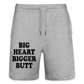 big heart bigger butt - Stanley/Stella Trainer Unisex Organic Jogging Shorts - heather grey - Front - Nik (191cm) & Marisol (170cm)