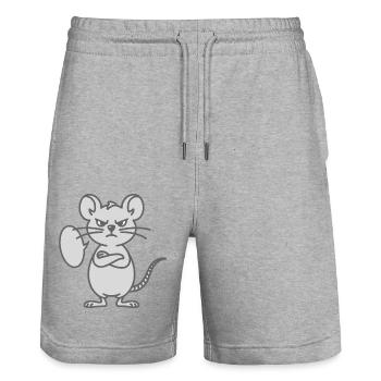 Maus mit verschränkten Armen und Sprechblase - Stanley/Stella Unisex Bio Joggingshorts Trainer  - Grau meliert - Vorne - Nik (191cm) & Marisol (170cm)